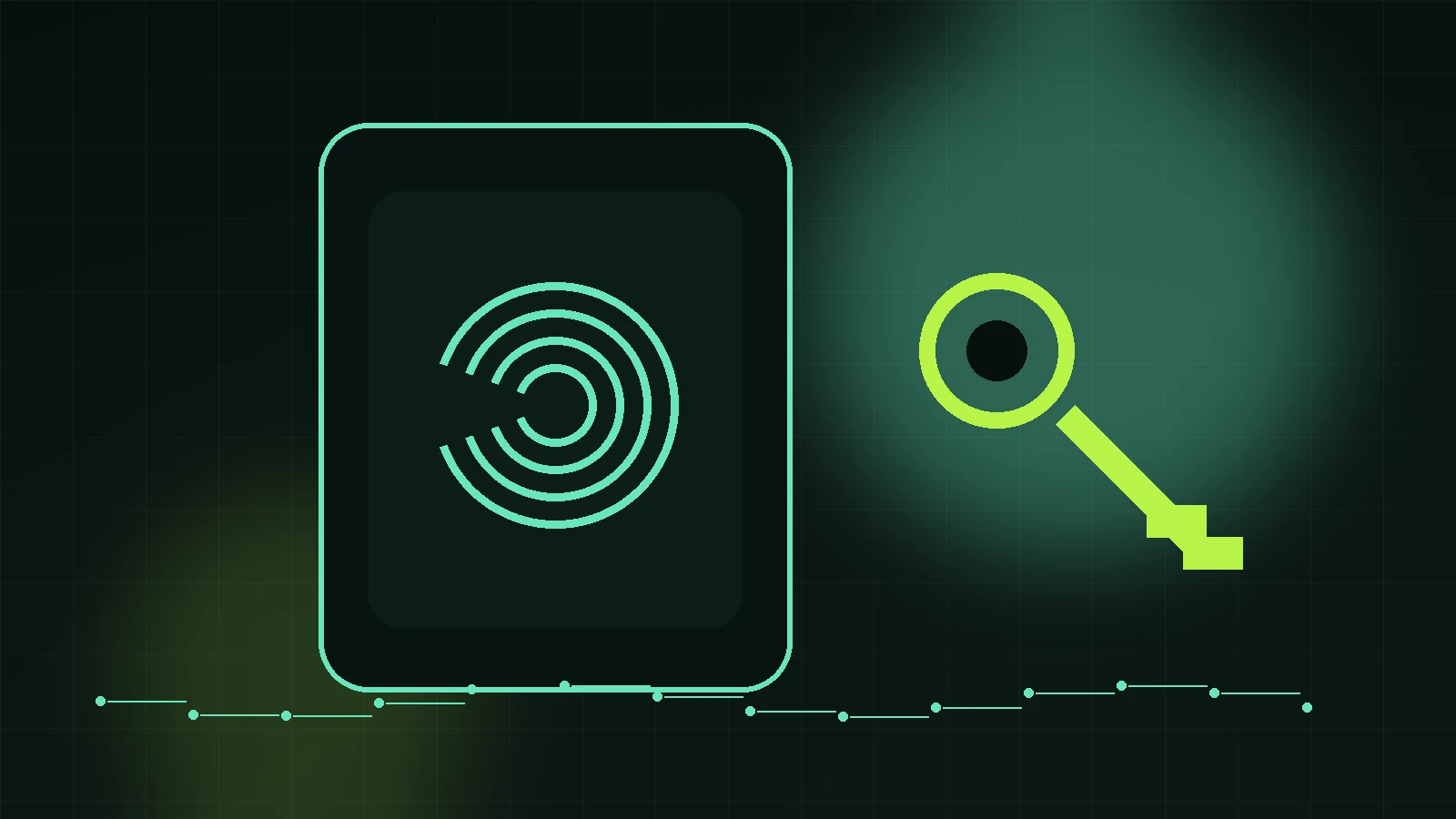 Smartphone, biometrischer Fingerabdruck, kryptografischer Schlüssel und sichere passwortlose Anmeldung.