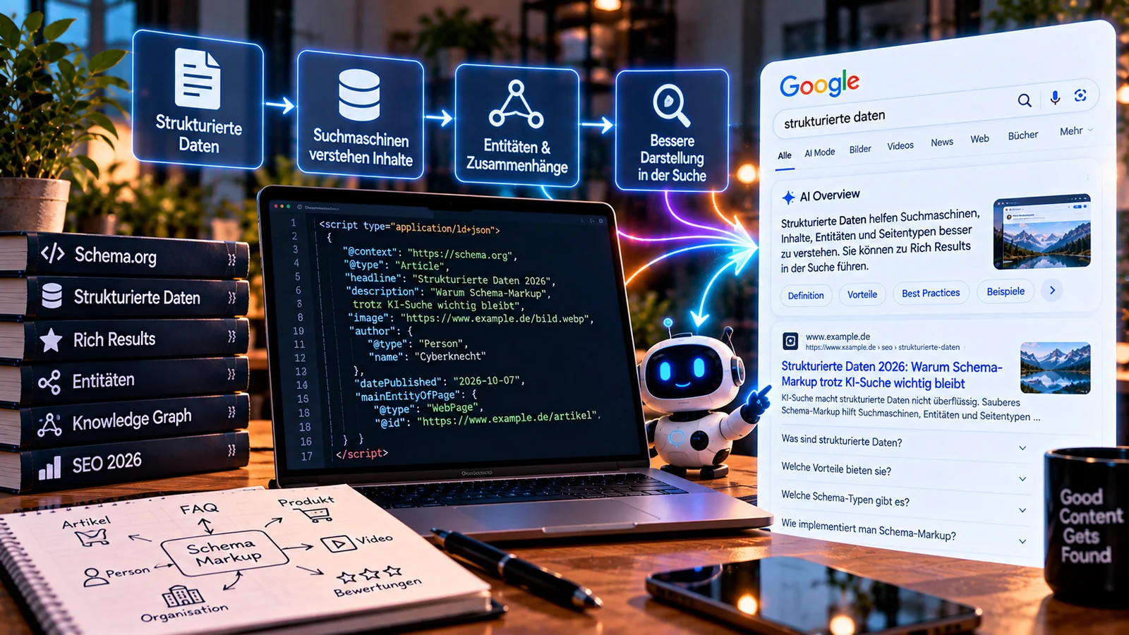 Allgemeines Titelbild zum Artikel „Strukturierte Daten 2026: Warum Schema-Markup trotz KI-Suche wichtig bleibt“