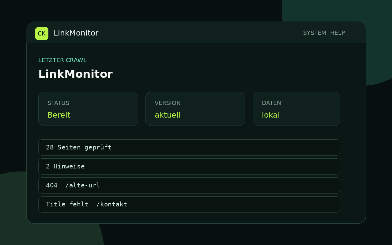 Oberfläche von Cyberknecht LinkMonitor