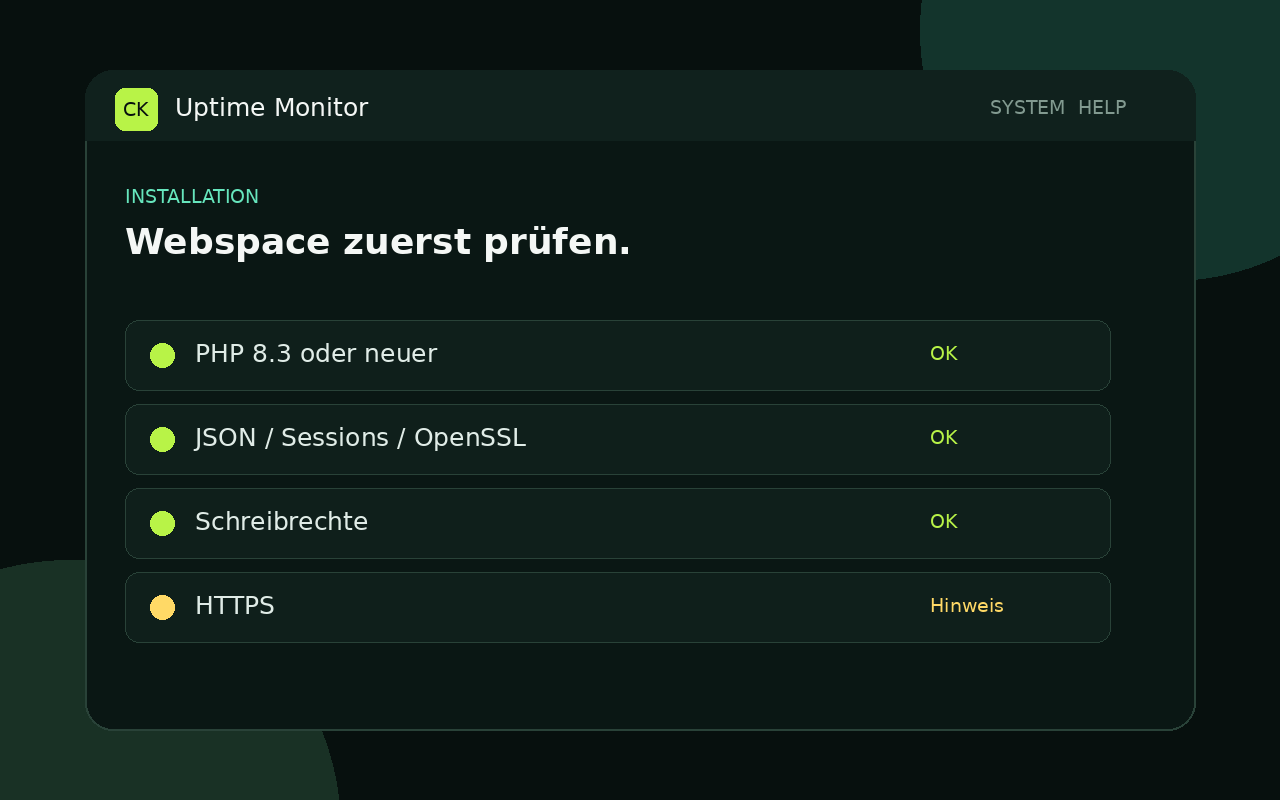 Installer von Uptime Monitor